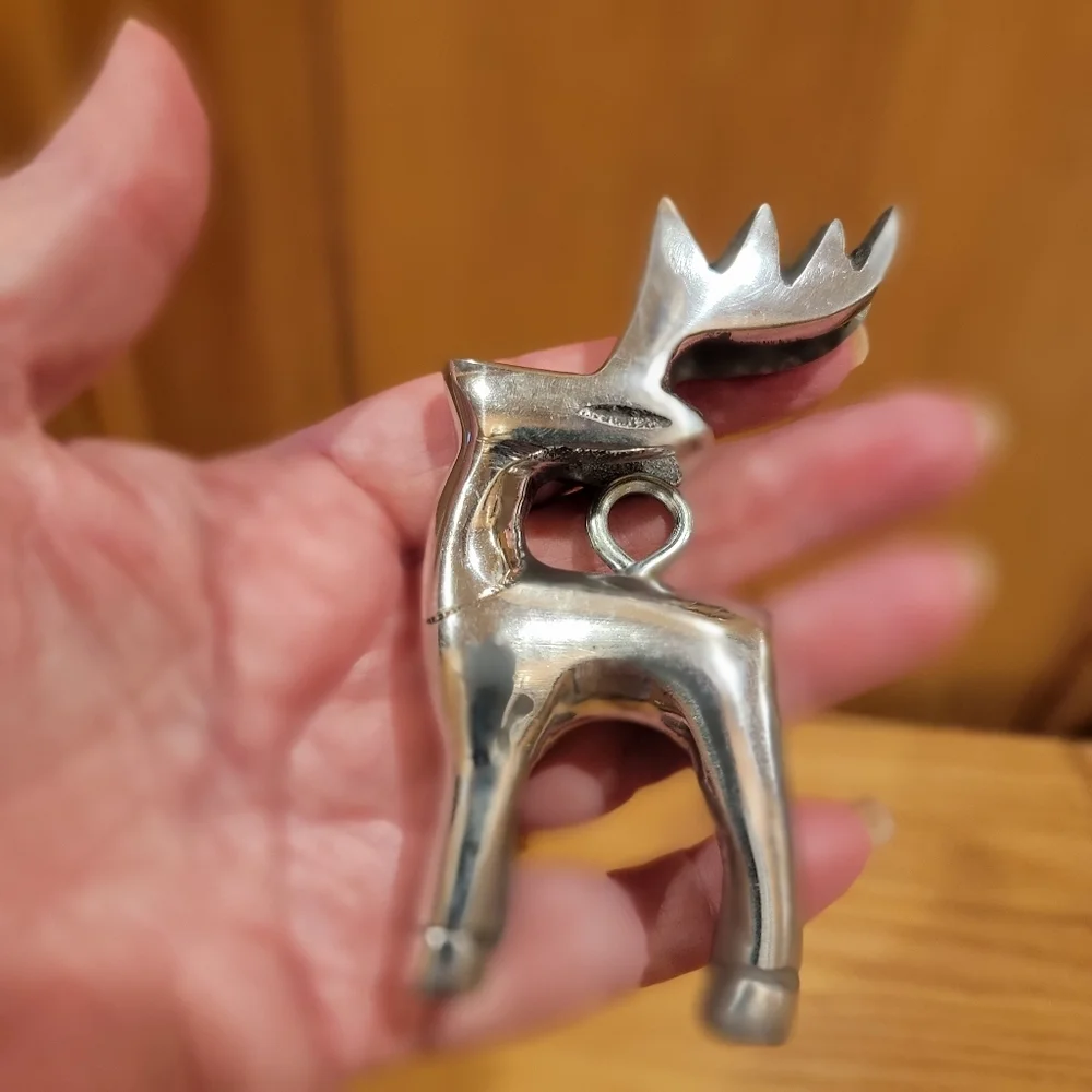 Pair Silver Metal Tabletop Deer 8